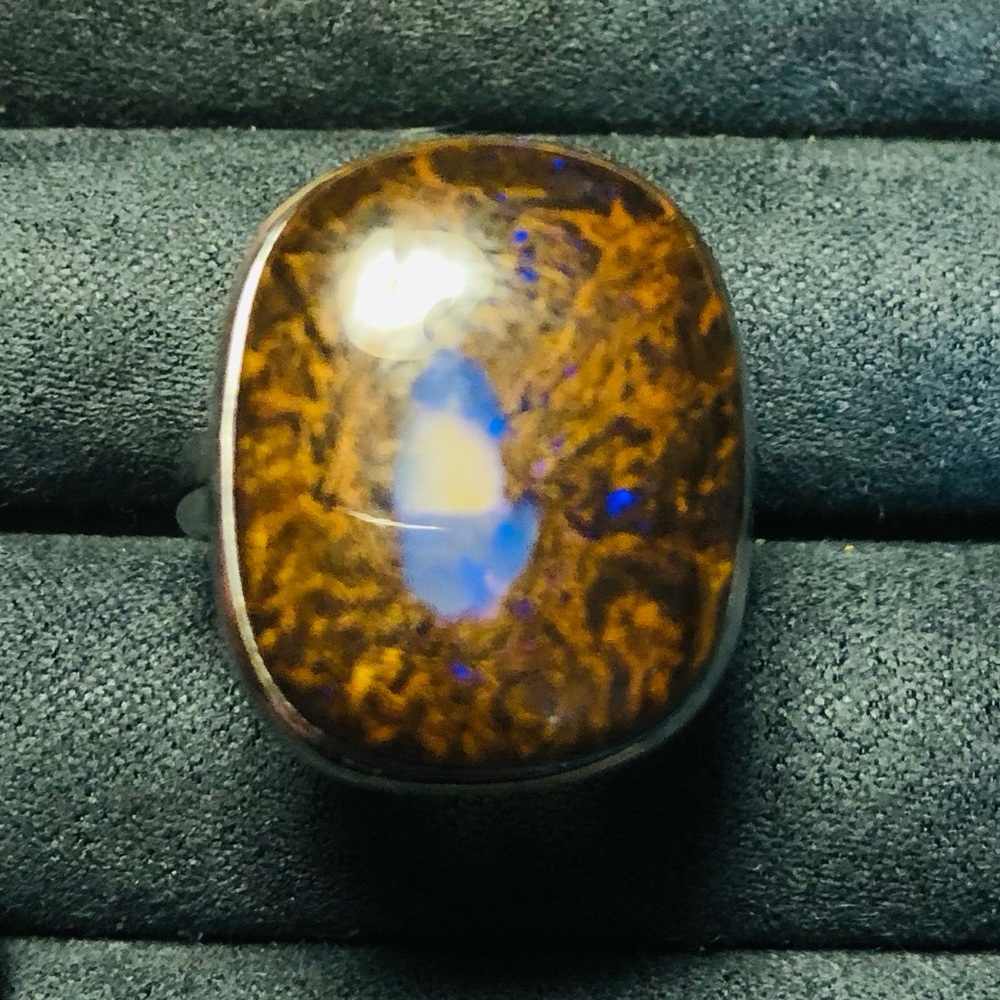 Natural Boulder opal set in Sterling Silver